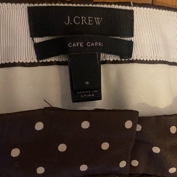 J.Crew Silk Cafe Capri, brown, size 8, polka dot - Picture 2 of 4